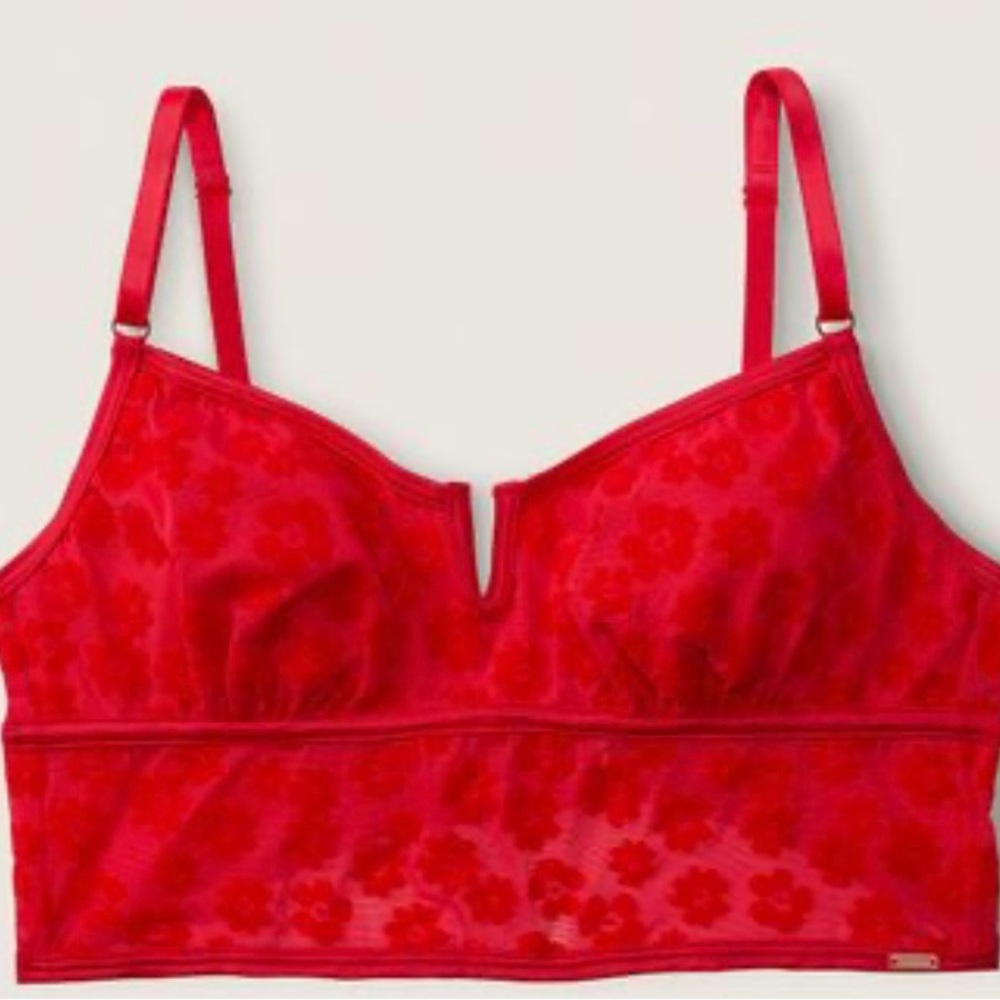 PINK Victoria's Secret Bright Red Floral Bralette